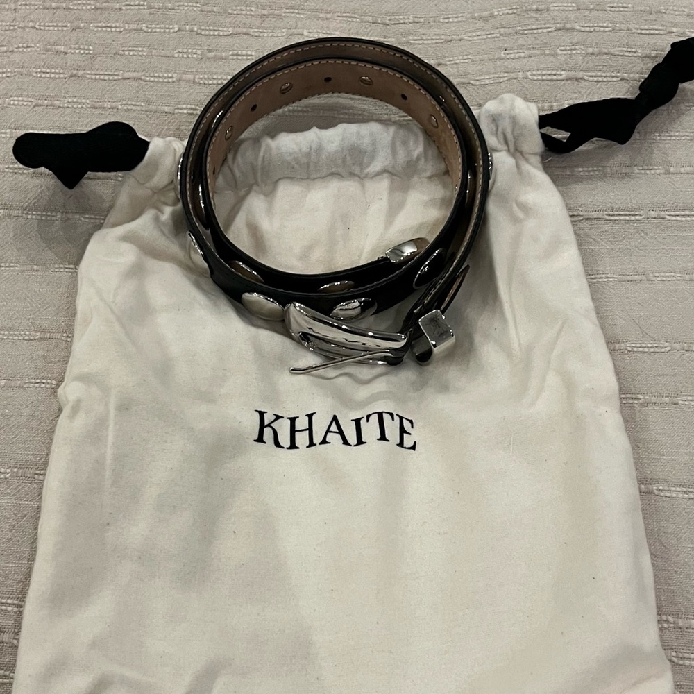 Khaite Benny Belt in black leather and silver. Size 70. - Picture 2 of 5